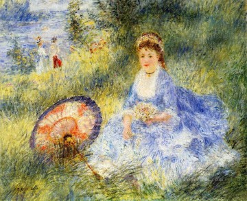 Mujer joven con un paraguas japonés Pierre Auguste Renoir Pinturas al óleo